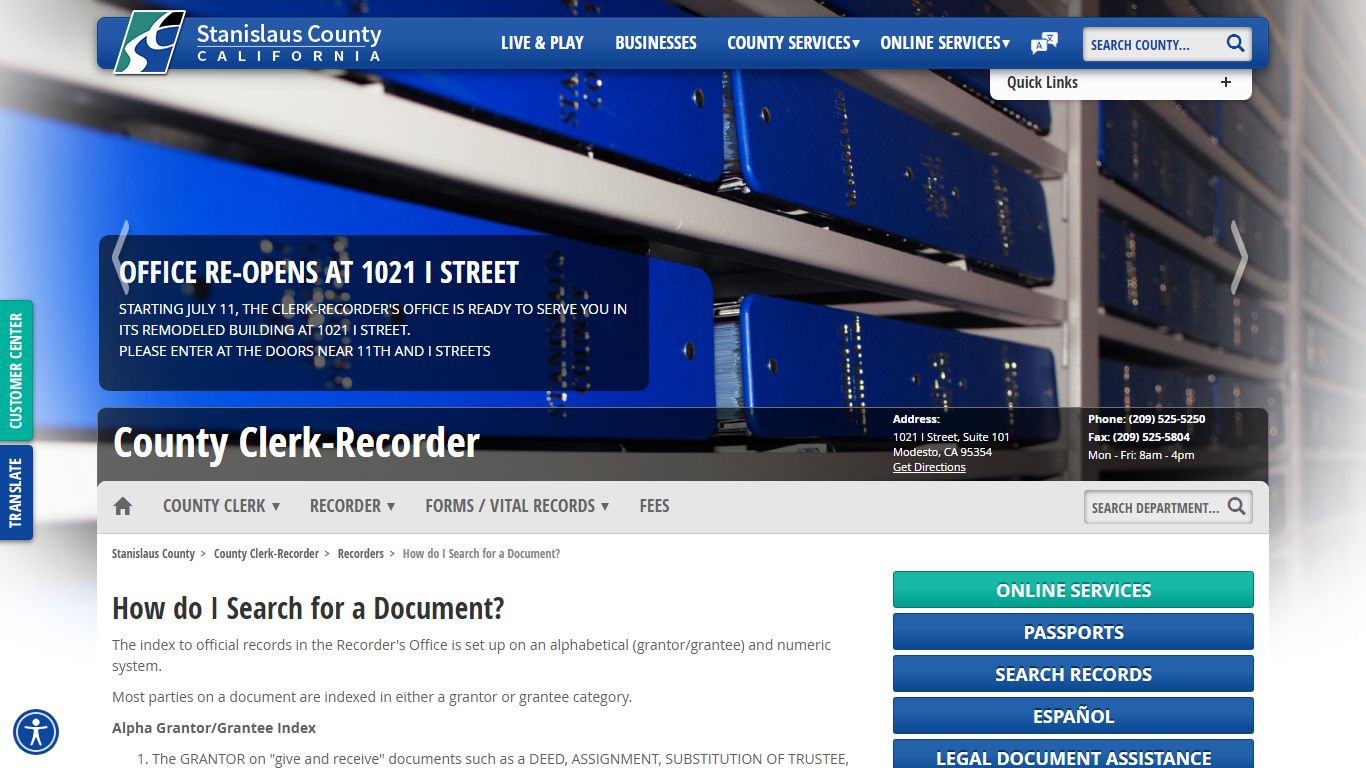 How do I Search for a Document? - Stanislaus County, California